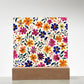 Mexican Floral Fiesta Pattern 008 - Square Acrylic Plaque With LED Base