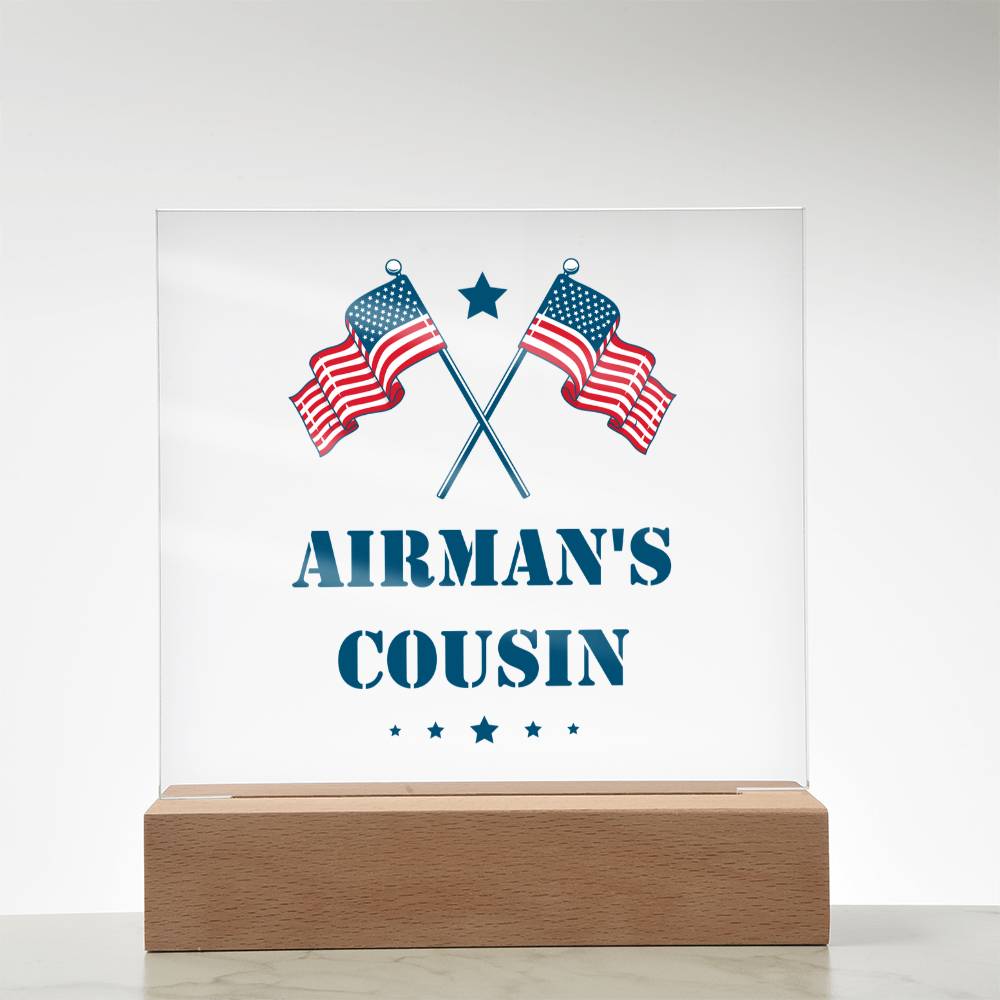 Airman's Cousin - Square Acrylic Plaque With LED Base