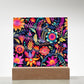 Mexican Floral Fiesta Pattern 059 - Square Acrylic Plaque With LED Base