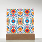 Mexican Floral Fiesta Pattern 070 - Square Acrylic Plaque With LED Base
