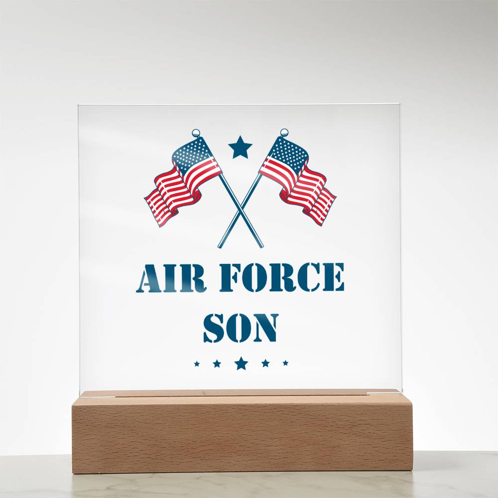 Air Force Son - Square Acrylic Plaque With LED Base