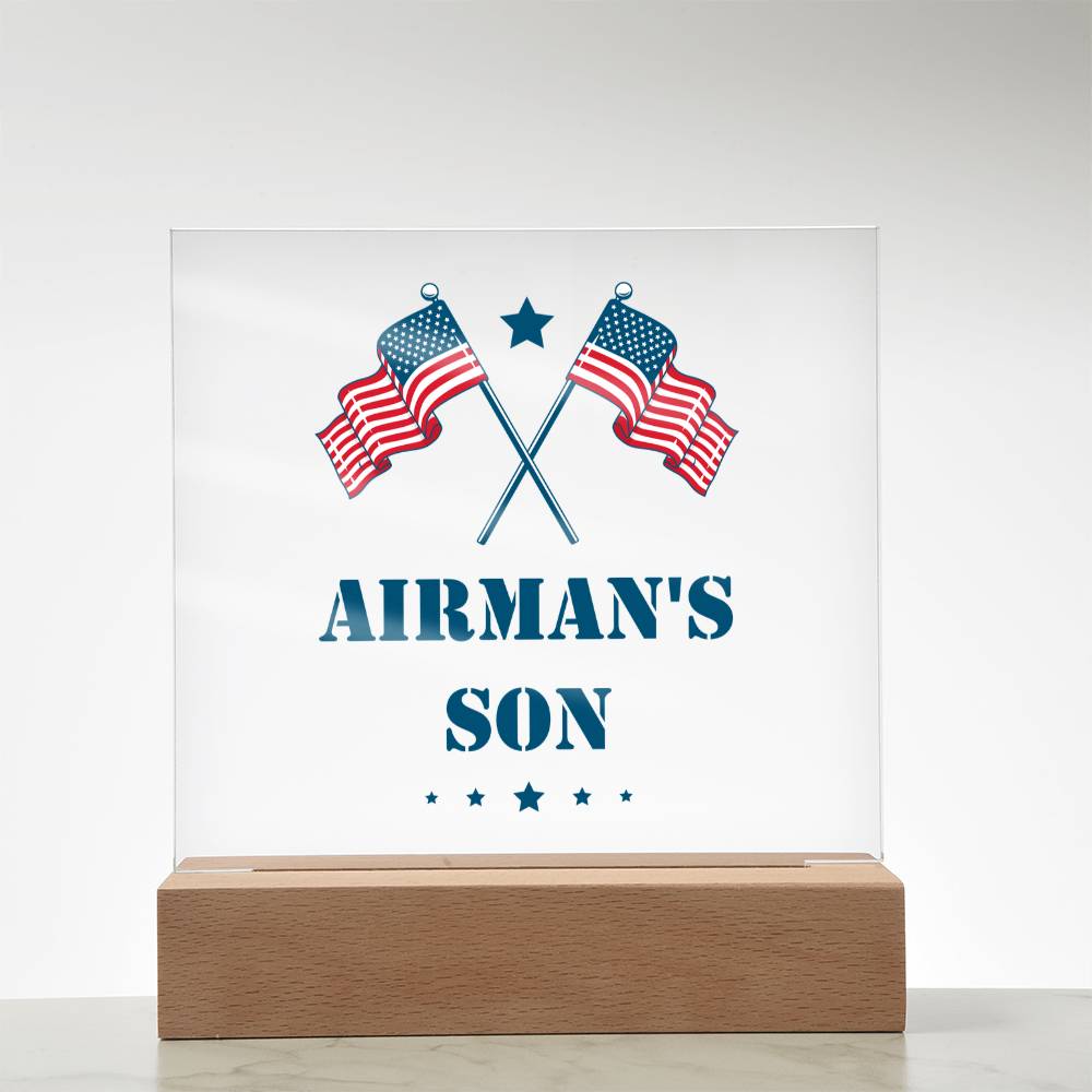Airman's Son - Square Acrylic Plaque With LED Base