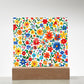 Mexican Floral Fiesta Pattern 009 - Square Acrylic Plaque With LED Base