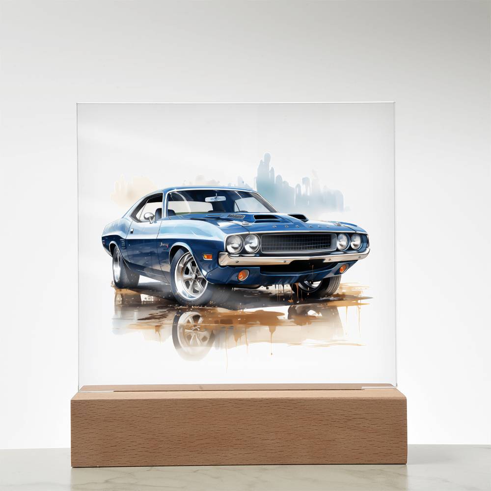 Muscle Car 02 - Square Acrylic Plaque With LED Base