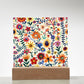 Mexican Floral Fiesta Pattern 011 - Square Acrylic Plaque With LED Base