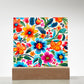 Mexican Floral Fiesta Pattern 050 - Square Acrylic Plaque With LED Base