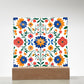 Mexican Floral Fiesta Pattern 016 - Square Acrylic Plaque With LED Base