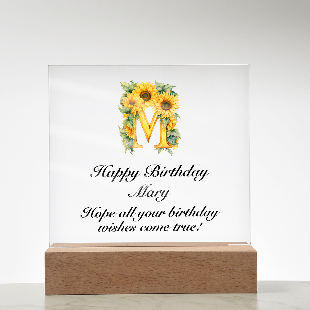 Happy Birthday test - Square Acrylic Plaque With LED Base