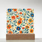 Mexican Floral Fiesta Pattern 012 - Square Acrylic Plaque With LED Base