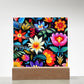 Mexican Floral Fiesta Pattern 036 - Square Acrylic Plaque With LED Base
