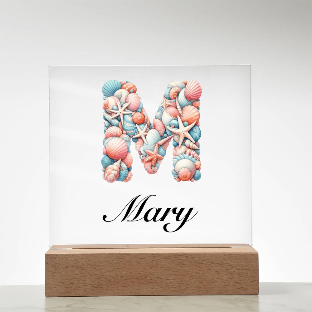 Mary (Sea Life) - Square Acrylic Plaque With LED Base