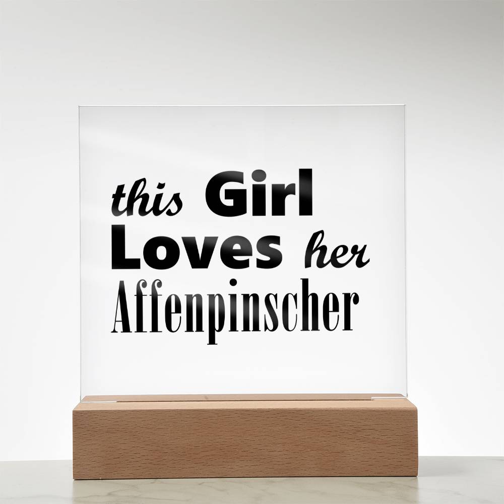 Affenpinscher - Square Acrylic Plaque With LED Base