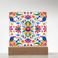 Mexican Floral Fiesta Pattern 069 - Square Acrylic Plaque With LED Base