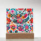 Mexican Floral Fiesta Pattern 051 - Square Acrylic Plaque With LED Base