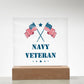 Navy Veteran - Square Acrylic Plaque With LED Base