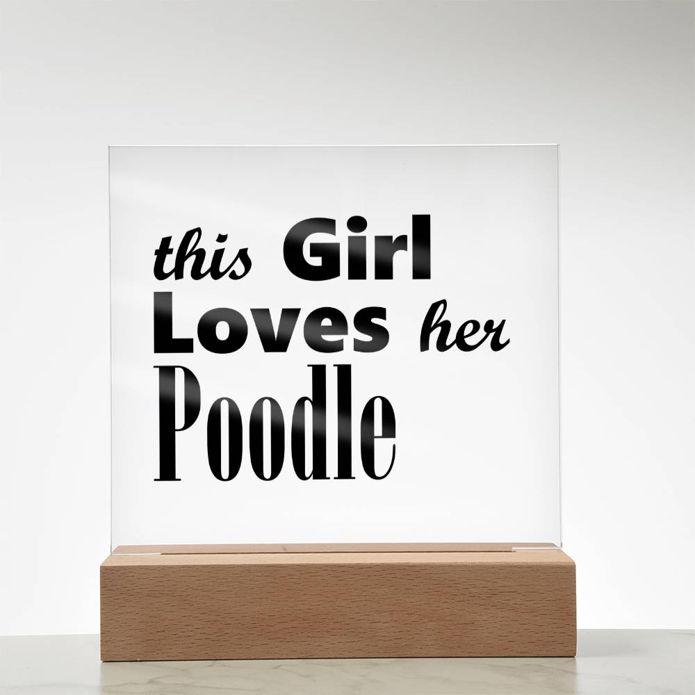 Poodle - Square Acrylic Plaque With LED Base