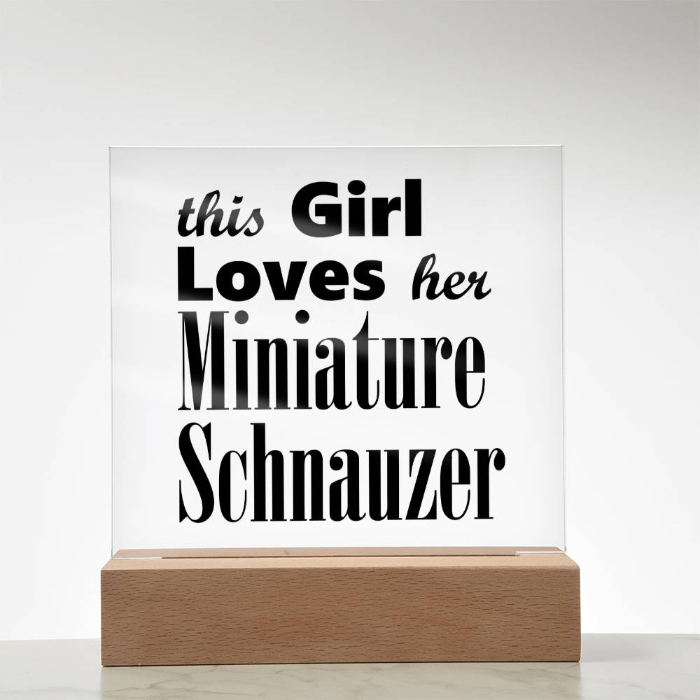 Miniature Schnauzer - Square Acrylic Plaque With LED Base