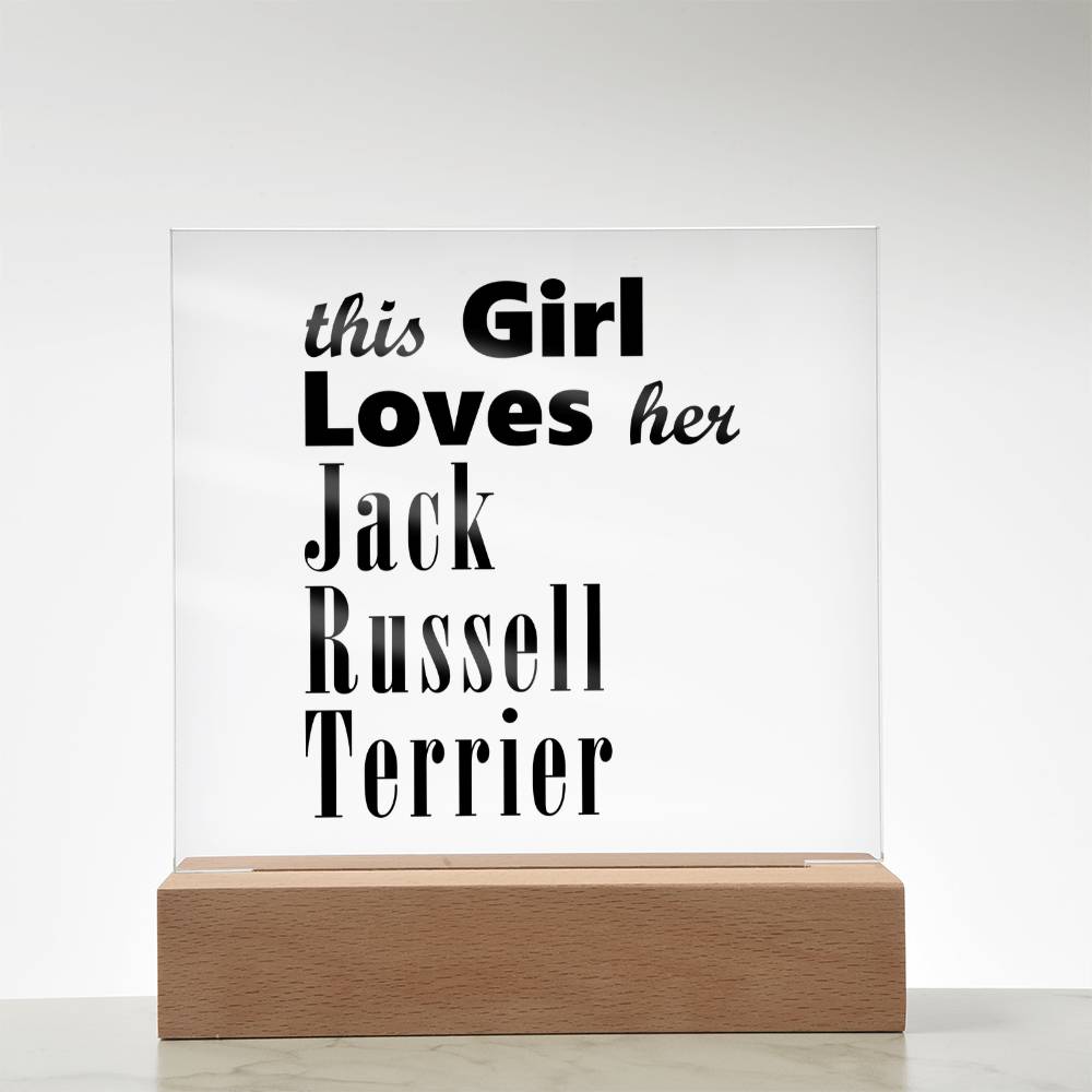 Jack Russell Terrier - Square Acrylic Plaque With LED Base