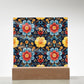 Mexican Floral Fiesta Pattern 046 - Square Acrylic Plaque With LED Base