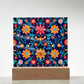 Mexican Floral Fiesta Pattern 071 - Square Acrylic Plaque With LED Base
