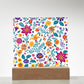 Mexican Floral Fiesta Pattern 013 - Square Acrylic Plaque With LED Base