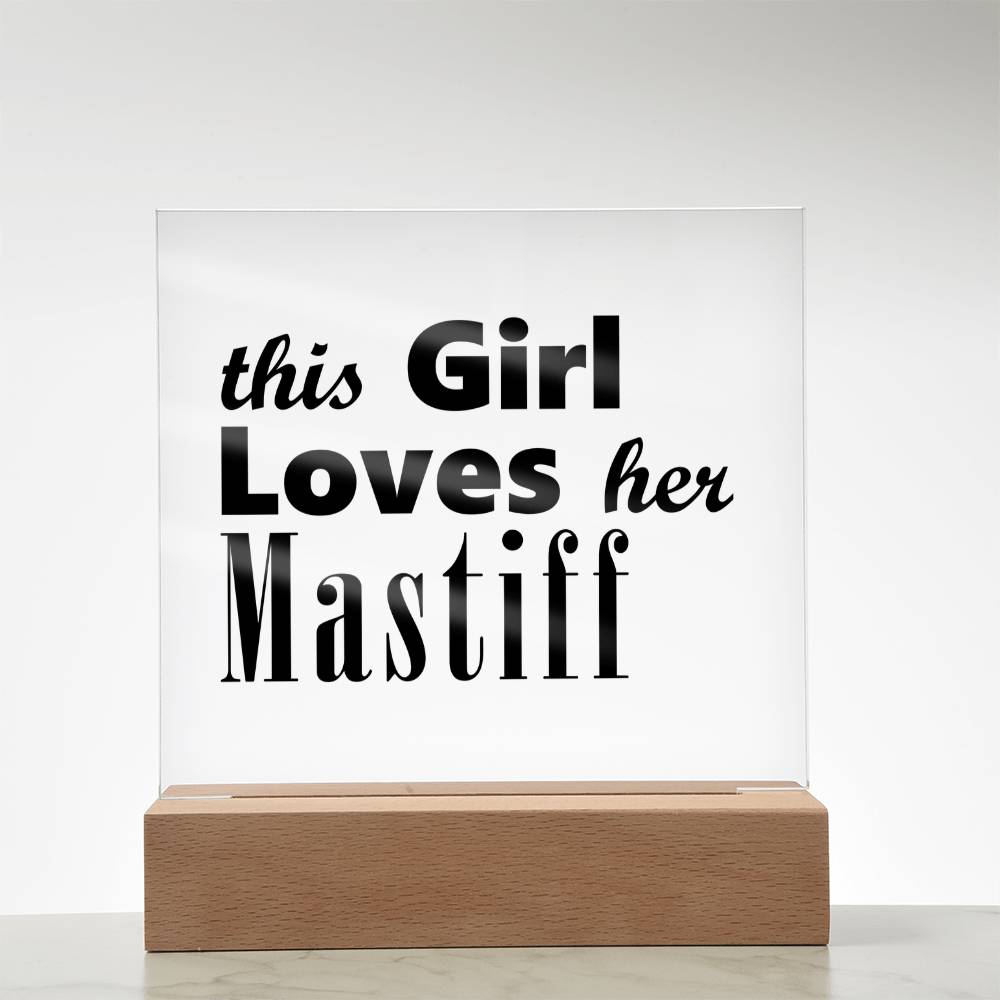 Mastiff - Square Acrylic Plaque With LED Base