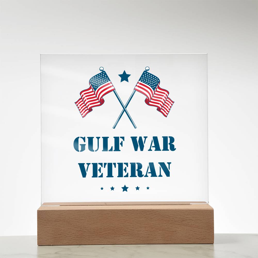Gulf War Veteran - Square Acrylic Plaque With LED Base