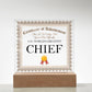 World's Greatest Chief - Square Acrylic Plaque With LED Base