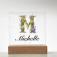 Michelle (Lavender Flowers) - Square Acrylic Plaque With LED Base