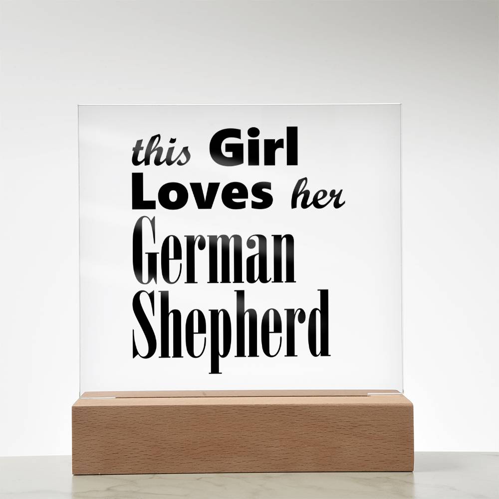 German Shepherd - Square Acrylic Plaque With LED Base