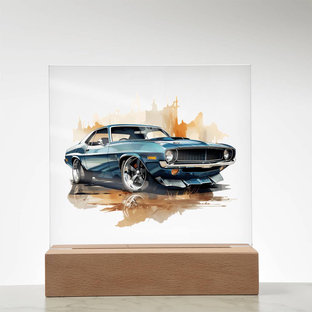 Muscle Car 03 - Square Acrylic Plaque With LED Base
