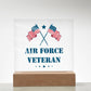 Air Force Veteran - Square Acrylic Plaque With LED Base