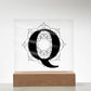 Magnolia Mandala Alphabet Letter Q - Square Acrylic Plaque With LED Base
