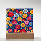 Mexican Floral Fiesta Pattern 048 - Square Acrylic Plaque With LED Base