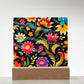 Mexican Floral Fiesta Pattern 033 - Square Acrylic Plaque With LED Base