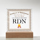 World's Greatest RDN - Square Acrylic Plaque With LED Base