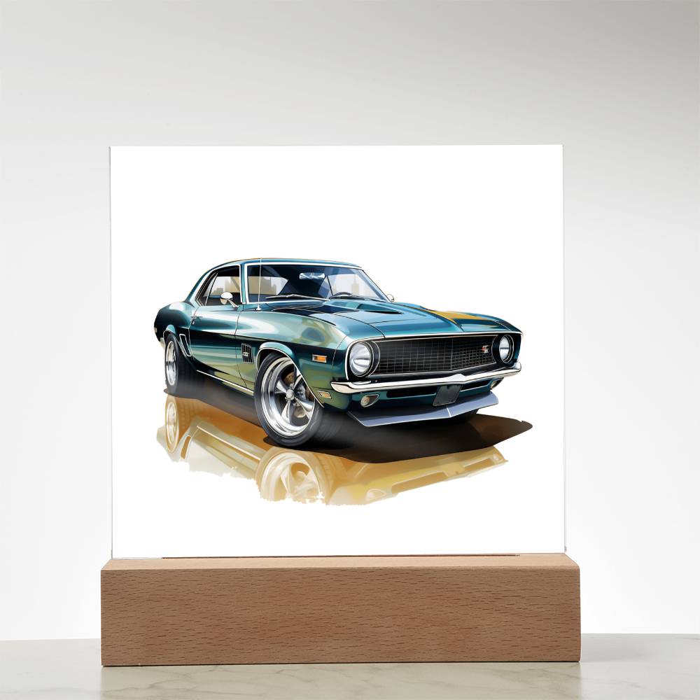 Muscle Car 11 - Square Acrylic Plaque With LED Base
