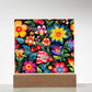 Mexican Floral Fiesta Pattern 030 - Square Acrylic Plaque With LED Base