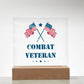 Combat Veteran - Square Acrylic Plaque With LED Base