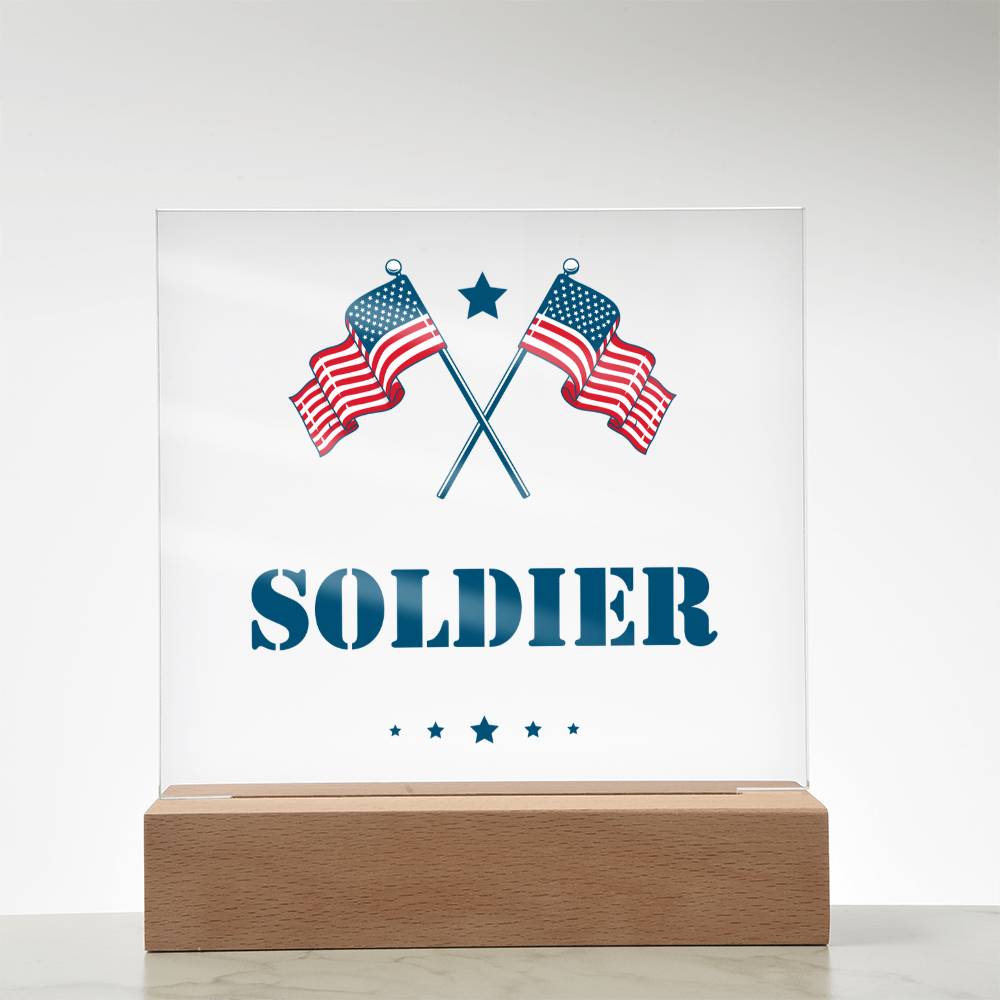 Soldier - Square Acrylic Plaque With LED Base