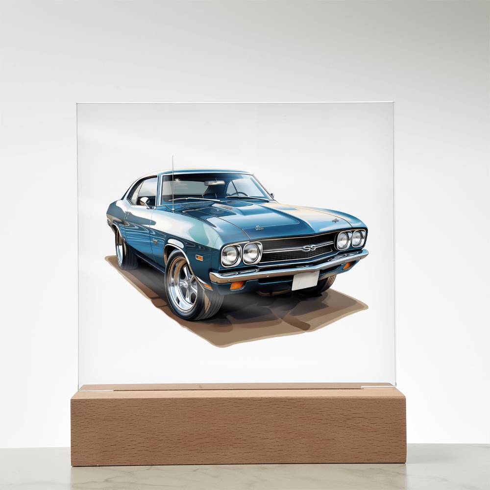 Muscle Car 05 - Square Acrylic Plaque With LED Base