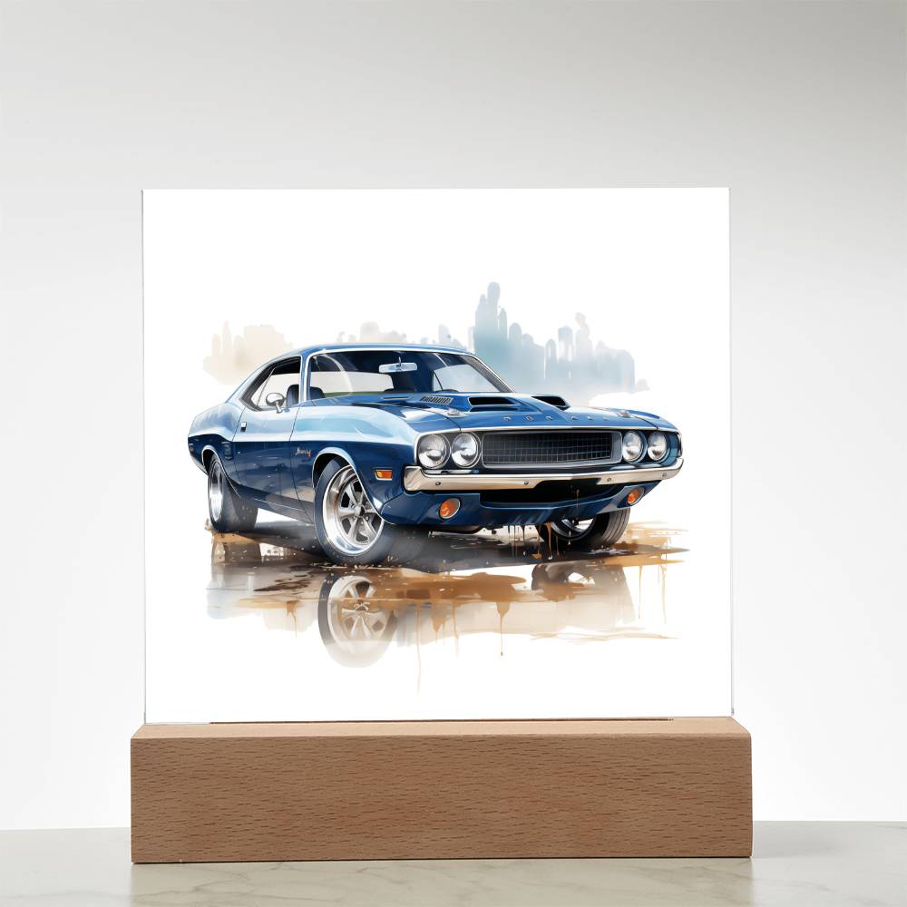 Muscle Car 02 - Square Acrylic Plaque With LED Base