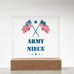 Army Niece - Square Acrylic Plaque With LED Base