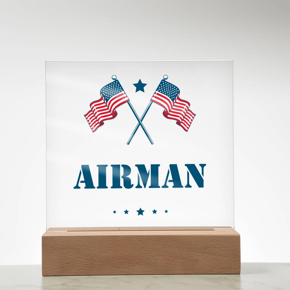 Airman - Square Acrylic Plaque With LED Base