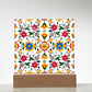 Mexican Floral Fiesta Pattern 018 - Square Acrylic Plaque With LED Base