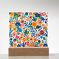 Mexican Floral Fiesta Pattern 010 - Square Acrylic Plaque With LED Base