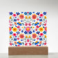 Mexican Floral Fiesta Pattern 020 - Square Acrylic Plaque With LED Base