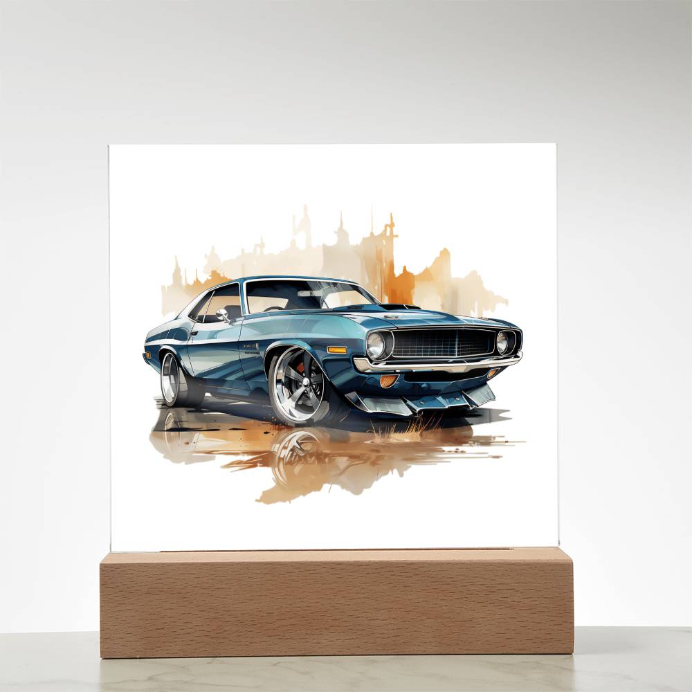 Muscle Car 03 - Square Acrylic Plaque With LED Base