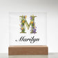 Marilyn (Lavender Flowers) - Square Acrylic Plaque With LED Base