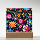 Mexican Floral Fiesta Pattern 034 - Square Acrylic Plaque With LED Base